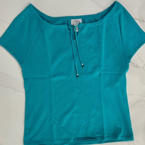 Ann Taylor Loft Turquoise Knit Top, Size Med - Picture 4 of 4